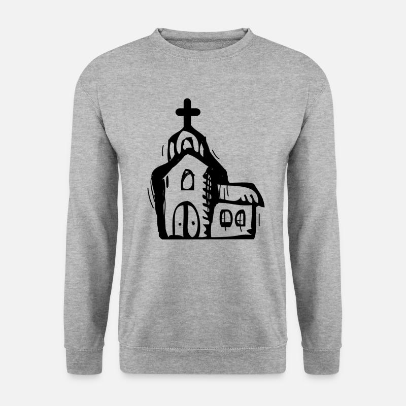 Kirche - Unisex Pullover - Weißgrau meliert