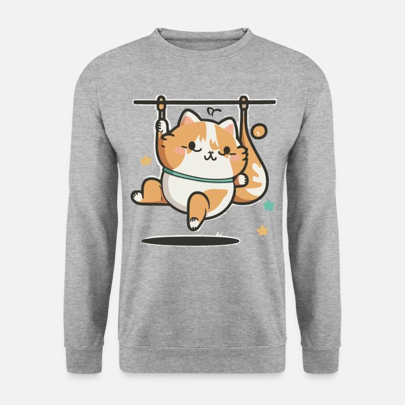 Flexible Katze - Unisex Pullover - Weißgrau meliert