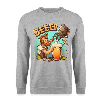 Bier - Unisex Sweatshirt - salt & pepper - Front - Alina (178cm) & Michal (187cm)