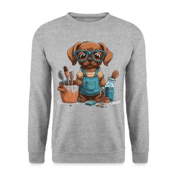 Pottery Paws : A Dogs Artistic Adventure - Sweat-shirt Unisexe - gris chiné - Devant - Alina (178cm) & Michal (187cm)
