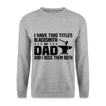 Blacksmith Gifts | Forge Father's Day Papa Anvil - Unisex Sweatshirt - salt & pepper - Front - Alina (178cm) & Michal (187cm)