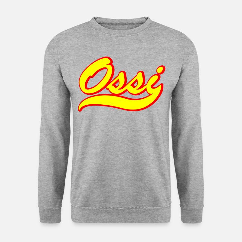 Ossi - Cooler und Modischer Retro Schriftzug - Unisex Pullover - Weißgrau meliert