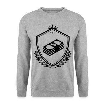 Money Symbol Coat of Arms - Unisex Sweatshirt - salt & pepper - Front - Alina (178cm) & Michal (187cm)