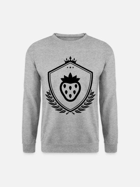 Erdbeere schild - Unisex Pullover - Weißgrau meliert