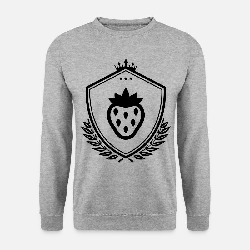 Erdbeere schild - Unisex Pullover - Weißgrau meliert