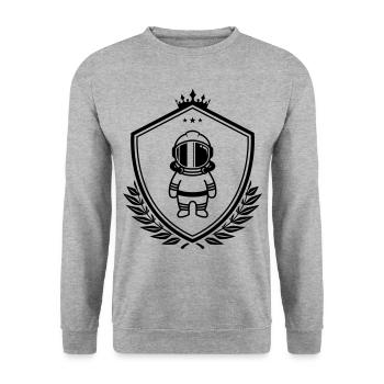 Astronaut Icon Coat of Arms - Unisex Sweatshirt - salt & pepper - Front - Alina (178cm) & Michal (187cm)
