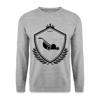 Rasenmäher icon wappen - Unisex Pullover - Weißgrau meliert - Vorne - Alina (178cm) & Michal (187cm)