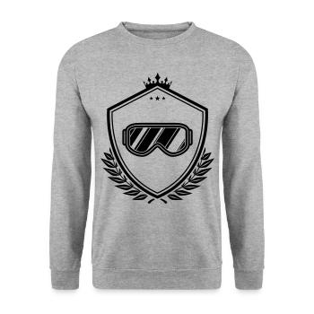 Skibrille wappen - Unisex Pullover - Weißgrau meliert - Vorne - Alina (178cm) & Michal (187cm)