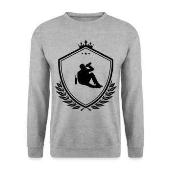 Drinking alcohol drunk Coat of arms - Unisex Sweatshirt - salt & pepper - Front - Alina (178cm) & Michal (187cm)