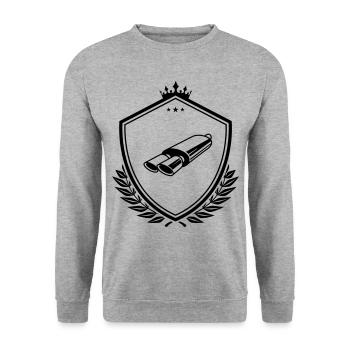 Auspuff Tuning Wappen - Unisex Pullover - Weißgrau meliert - Vorne - Alina (178cm) & Michal (187cm)