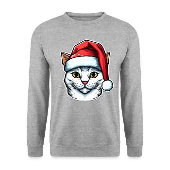 Dessin parfait de chat de Noël pour tous les chatons - Sweat-shirt Unisexe - gris chiné - Devant - Alina (178cm) & Michal (187cm)