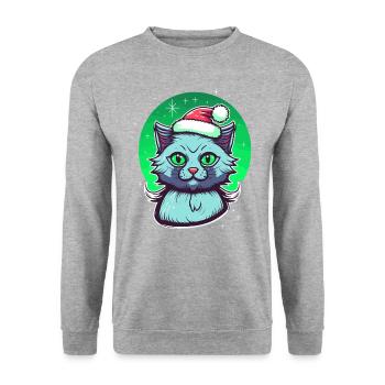 Stunning kitten wearing Santa Claus hat - Unisex Sweatshirt - salt & pepper - Front - Alina (178cm) & Michal (187cm)