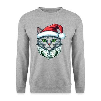 Gorgeous kitten wearing Santa hat - Unisex Sweatshirt - salt & pepper - Front - Alina (178cm) & Michal (187cm)