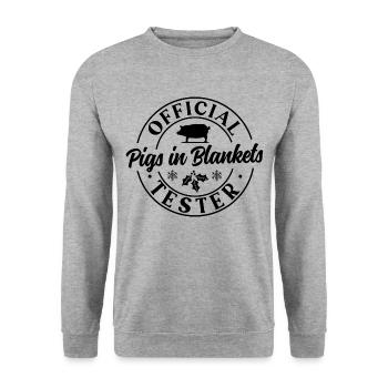 Official Pigs in Blankets tester - Unisex Sweatshirt - salt & pepper - Front - Alina (178cm) & Michal (187cm)
