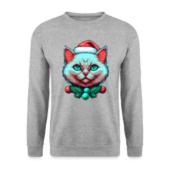 Lovely kitten wearing Santa Claus hat - Unisex Sweatshirt - salt & pepper - Front - Alina (178cm) & Michal (187cm)