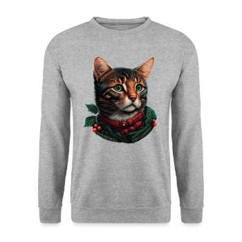 Pretty Christmas cat illustration, the best Xmas - Unisex Sweatshirt - salt & pepper - Front - Alina (178cm) & Michal (187cm)