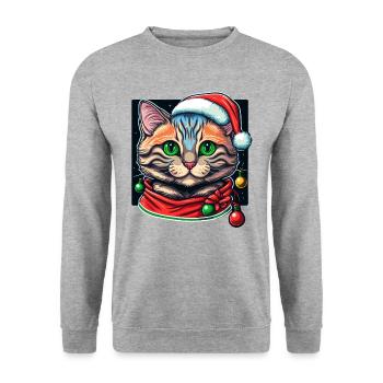 Lovely Xmas cat drawing, the perfect Santa gift - Unisex Sweatshirt - salt & pepper - Front - Alina (178cm) & Michal (187cm)