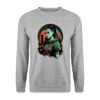 Schöne Punk Frauen für Gaming-Fans - Unisex Pullover - Weißgrau meliert - Vorne - Alina (178cm) & Michal (187cm)