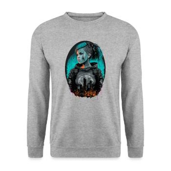 Gorgeous futuristic Girl for Science Fiction Fans - Unisex Sweatshirt - salt & pepper - Front - Alina (178cm) & Michal (187cm)