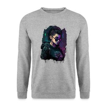 Gamer Woman auf Action Experience Art. in einem Gamer - Unisex Pullover - Weißgrau meliert - Vorne - Alina (178cm) & Michal (187cm)
