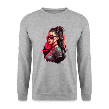 Magnifique œuvre d’art d’une femme futuriste - Sweat-shirt Unisexe - gris chiné - Devant - Alina (178cm) & Michal (187cm)