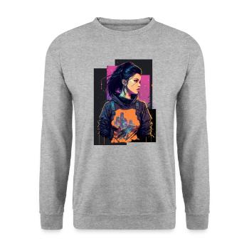 Amazing Drawing of a Punk Lady - Unisex Sweatshirt - salt & pepper - Front - Alina (178cm) & Michal (187cm)