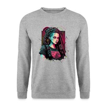 Beautiful Punk Girl das perfekte Geschenk für - Unisex Pullover - Weißgrau meliert - Vorne - Alina (178cm) & Michal (187cm)