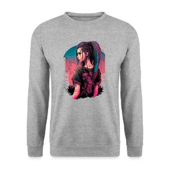 Breathtaking Futuristic Girl the perfect birthday - Unisex Sweatshirt - salt & pepper - Front - Alina (178cm) & Michal (187cm)