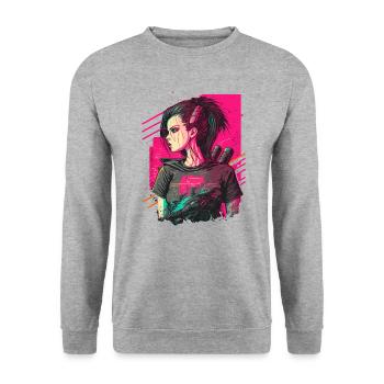 Amazing Looking Punk Women das einfache Weihnachten - Unisex Pullover - Weißgrau meliert - Vorne - Alina (178cm) & Michal (187cm)