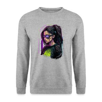 Fearsome Punk Lady the simple birthday gift for - Unisex Sweatshirt - salt & pepper - Front - Alina (178cm) & Michal (187cm)