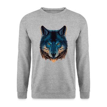 Wolf Head Illustration as the Fabulous Present - Unisex Sweatshirt - salt & pepper - Front - Alina (178cm) & Michal (187cm)