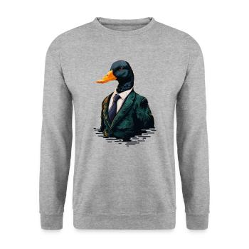 Cool Duck in formal Clothes - Unisex Sweatshirt - salt & pepper - Front - Alina (178cm) & Michal (187cm)