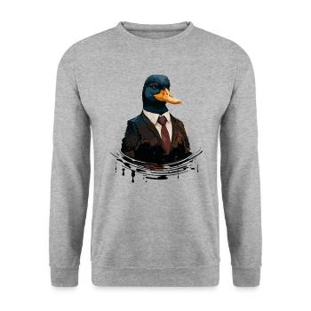 Cute drawing of a duck formal clothes - Unisex Sweatshirt - salt & pepper - Front - Alina (178cm) & Michal (187cm)