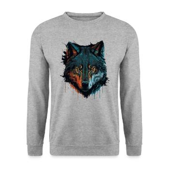 Un design de tête de loup pour tous les amoureux des animaux de la forêt - Sweat-shirt Unisexe - gris chiné - Devant - Alina (178cm) & Michal (187cm)