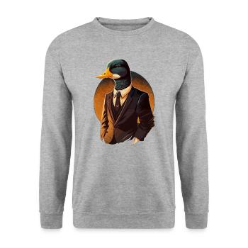 Duck in three piece suit - Unisex Sweatshirt - salt & pepper - Front - Alina (178cm) & Michal (187cm)