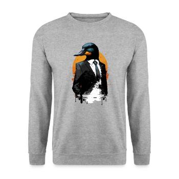 Duck - Unisex Sweatshirt - salt & pepper - Front - Alina (178cm) & Michal (187cm)