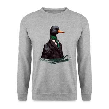 Duck in feather Suit - Unisex Sweatshirt - salt & pepper - Front - Alina (178cm) & Michal (187cm)