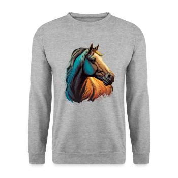 Tête de cheval - Sweat-shirt Unisexe - gris chiné - Devant - Alina (178cm) & Michal (187cm)