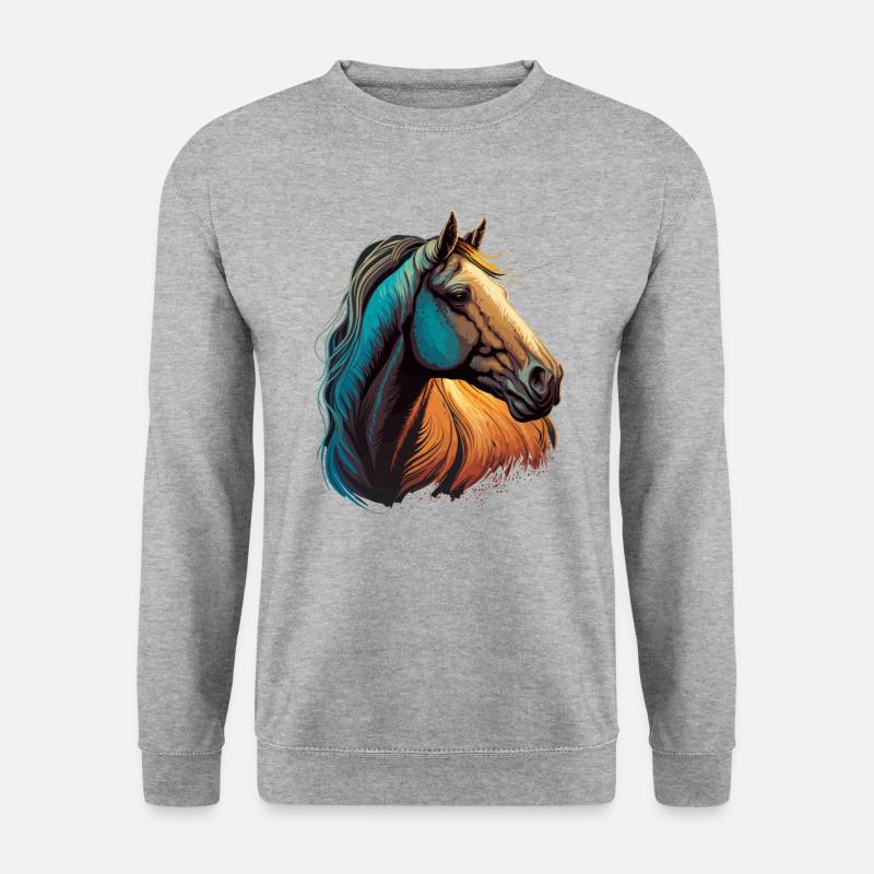 Kopf des Pferdes - Unisex Pullover - Weißgrau meliert