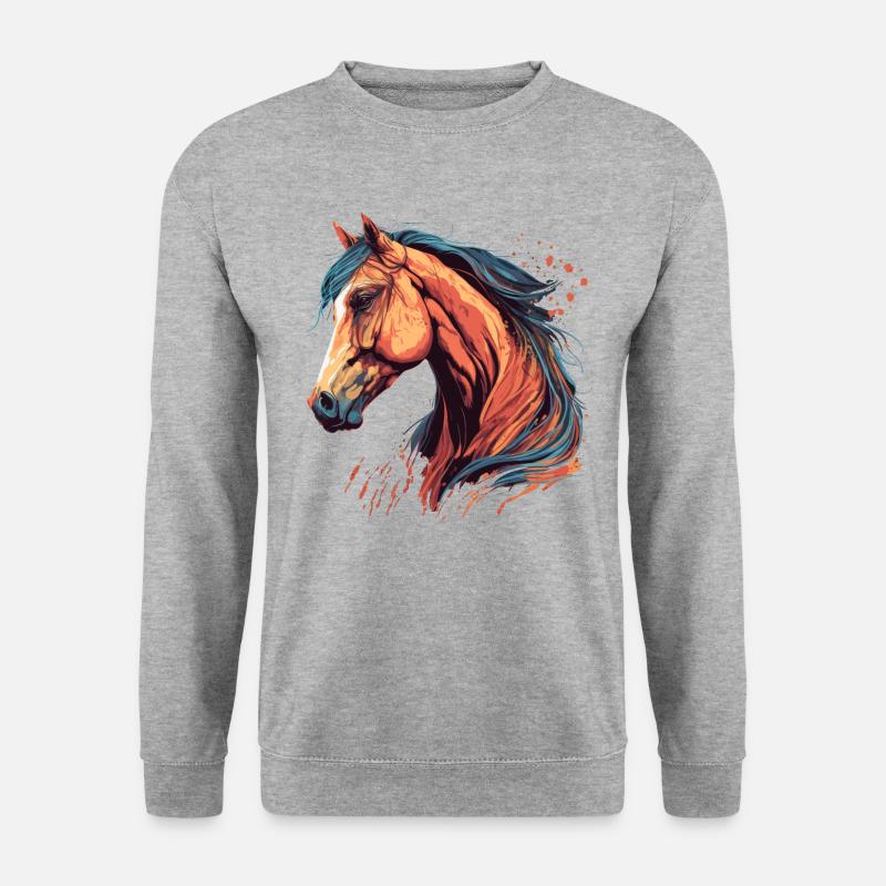 Ponykopf - Unisex Pullover - Weißgrau meliert