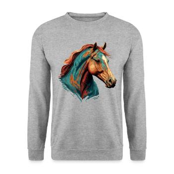 Mare Head - Unisex Sweatshirt - salt & pepper - Front - Alina (178cm) & Michal (187cm)