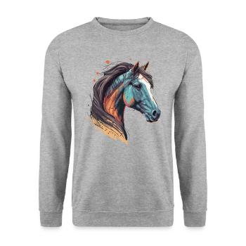 Stallion Head - Unisex Sweatshirt - salt & pepper - Front - Alina (178cm) & Michal (187cm)