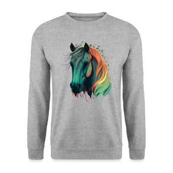Beau cheval - Sweat-shirt Unisexe - gris chiné - Devant - Alina (178cm) & Michal (187cm)