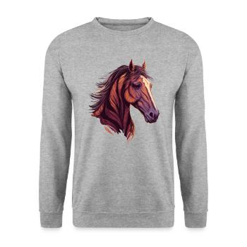Belle tête de cheval - Sweat-shirt Unisexe - gris chiné - Devant - Alina (178cm) & Michal (187cm)