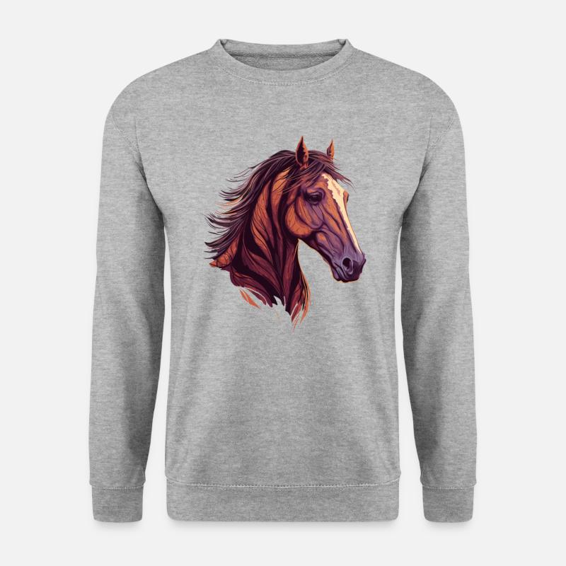 Schöner Pferdekopf - Unisex Pullover - Weißgrau meliert