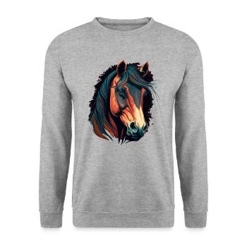 Trendy Horse Digital Painting - Unisex Sweatshirt - salt & pepper - Front - Alina (178cm) & Michal (187cm)