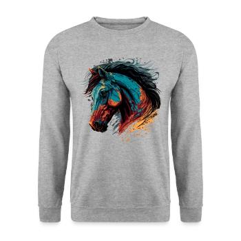 Design de tête de cheval à la mode - Sweat-shirt Unisexe - gris chiné - Devant - Alina (178cm) & Michal (187cm)