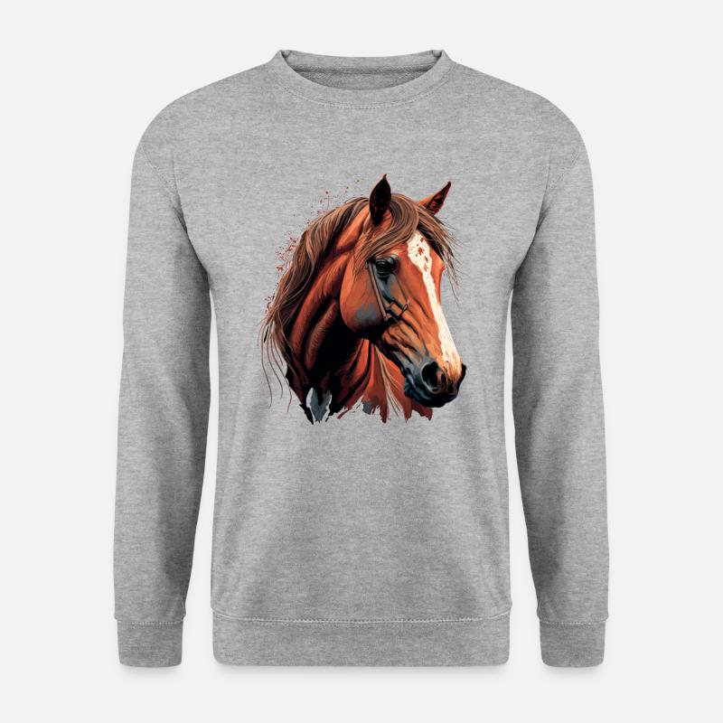 Superbe illustration numérique de tête de cheval - Sweat-shirt Unisexe - gris chiné