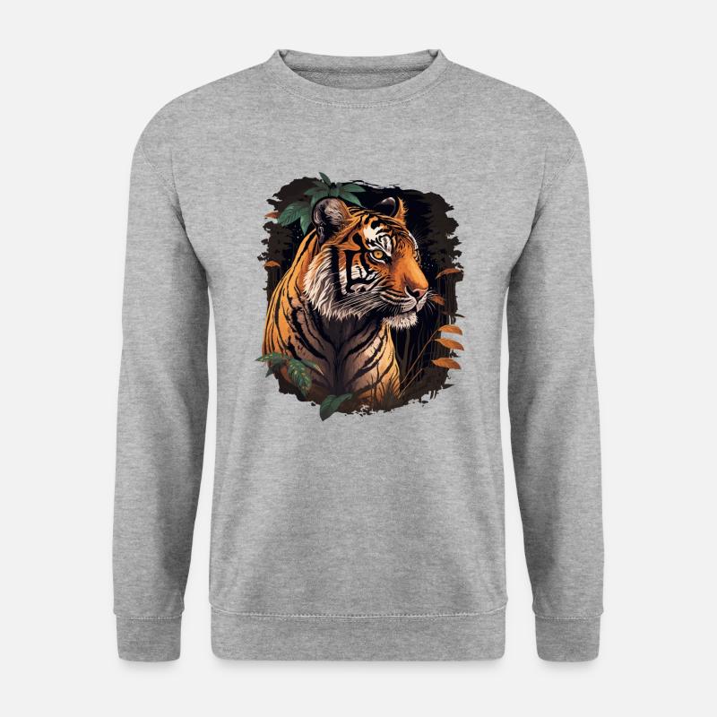 Porträt des Tigers - Unisex Pullover - Weißgrau meliert