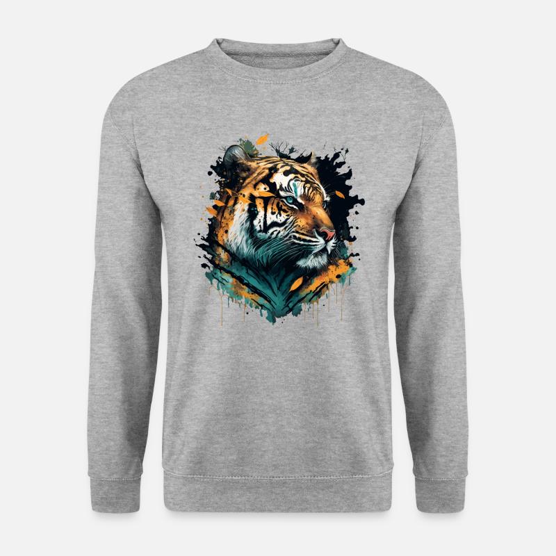 Tiger with falling Leaves - Unisex Sweatshirt - salt & pepper